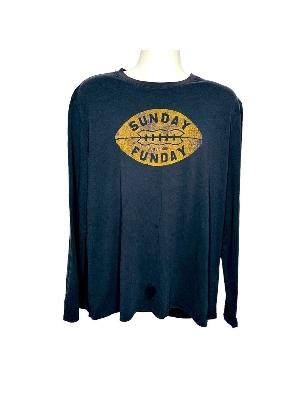 Life Is Good Sunday‎ Funday Charcoal Black Smooth Tee Long Sleeve Men’s Size XL